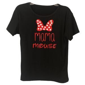 Disney "Mama Mouse"  Soft Stretchy Black Fitted T-shirt